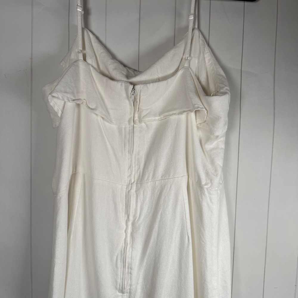 GB Linen Blend White Ruffle Mini Tank Dress Spring Summer Minimalist Chic XXL - Picture 6 of 12